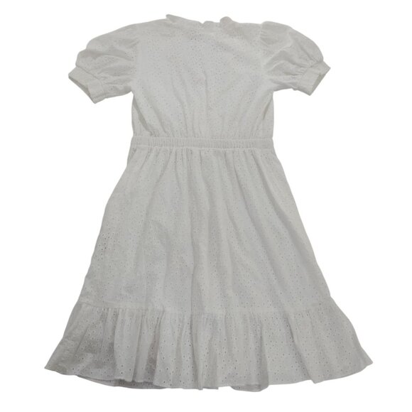 Nanette Lepore white cotton eyelet dress with short sleeves and ruffled hem (6) - Picture 2 of 8